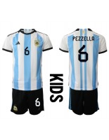 Argentina German Pezzella #6 Domácí dres pro děti MS 2022 Krátký Rukáv (+ trenýrky)
